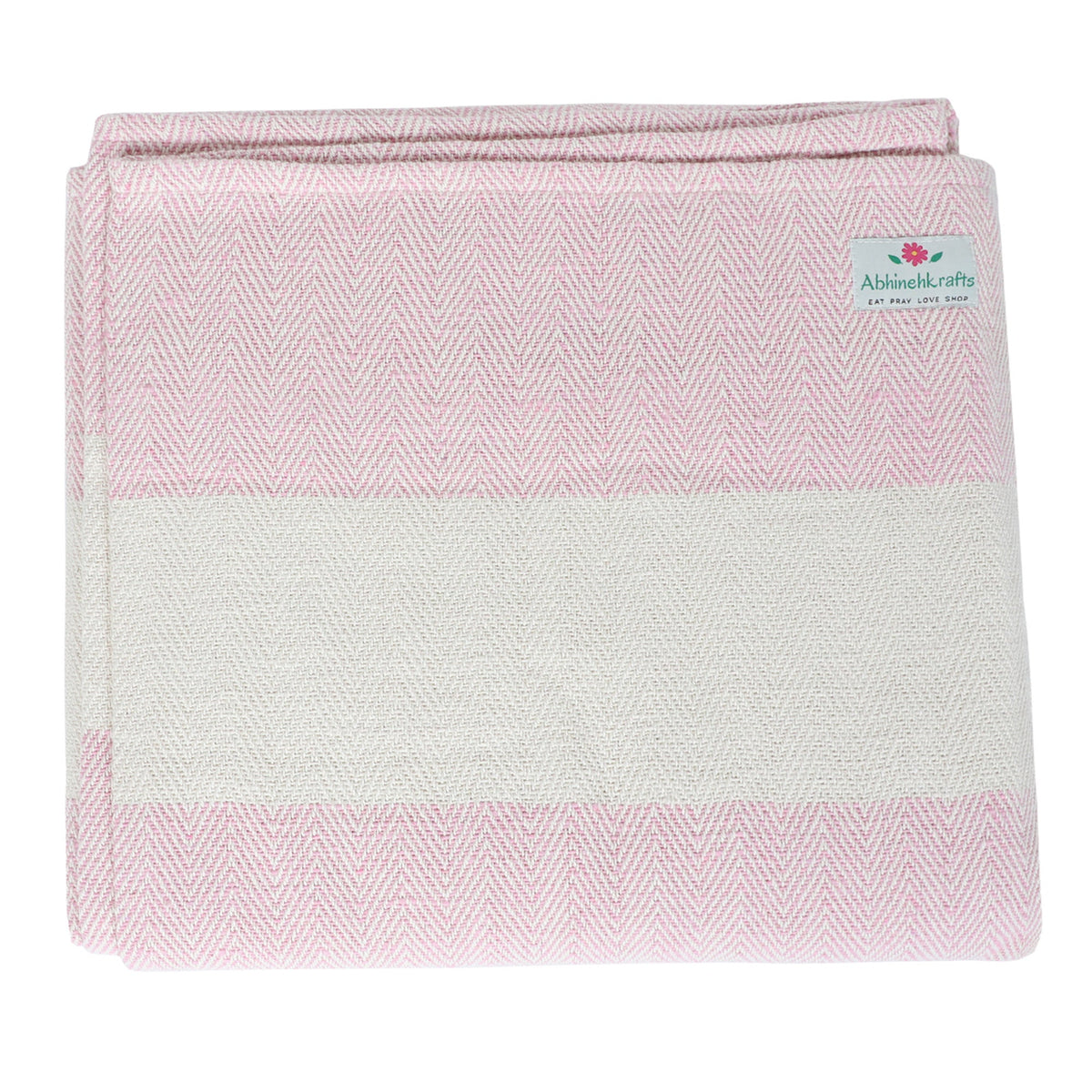 Handwoven Herringbone Organic Cotton Blanket (Herringbone Weave) for Yoga and Meditation or Use as Bed Linen/Home Decor