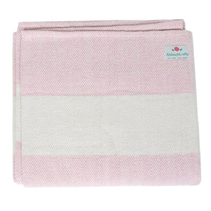 Handwoven Herringbone Organic Cotton Blanket (Herringbone Weave) for Yoga and Meditation or Use as Bed Linen/Home Decor