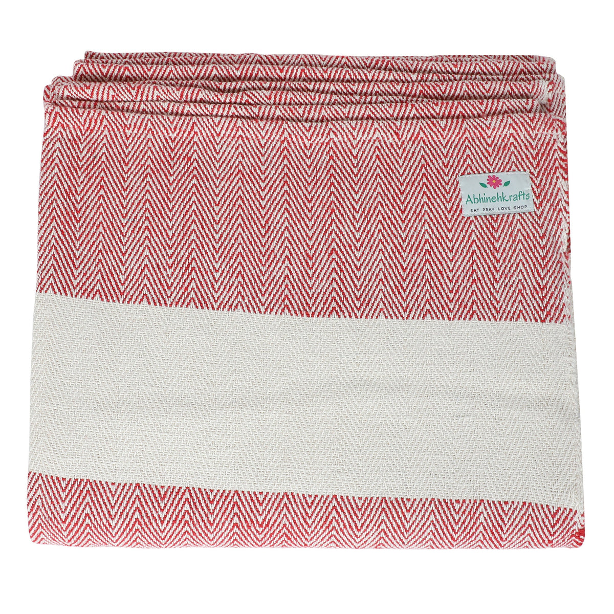 Handwoven Herringbone Organic Cotton Blanket (Herringbone Weave) for Yoga and Meditation or Use as Bed Linen/Home Decor