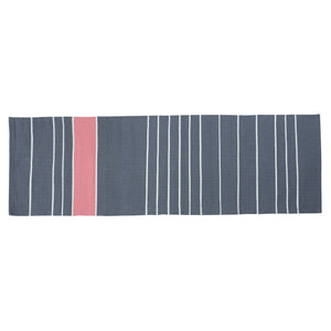 Organic Natural Cotton Mat for Yoga, Pilates, Fitness, and Meditation - Dusk with Pink Stripes (Handwoven, anti-skid - Extra Long)