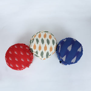 Round Zafu Yoga Cushion |Zipped Cover |Washable| Portable - Ikat (Design: In to the Dawn) - Cotton Prefilled