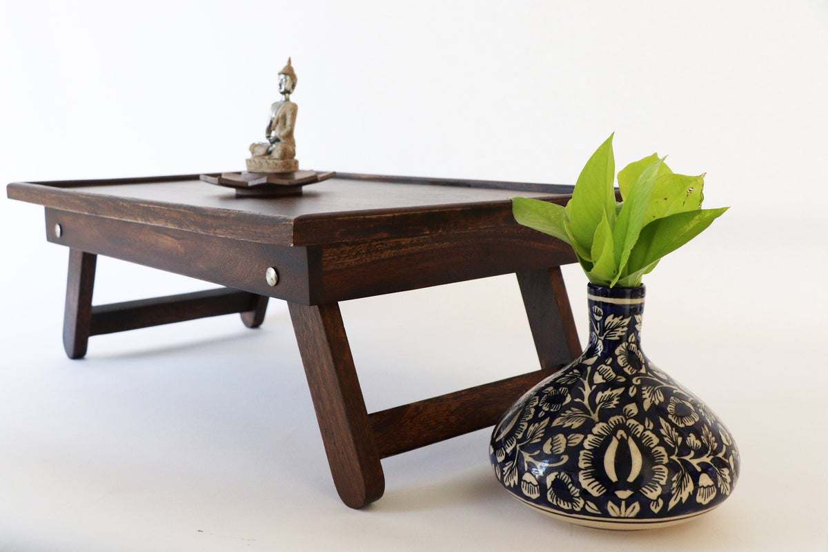 AbhinehKrafts Wooden Prayer/Pooja Table, Altar Table, Meditation & Prayer Shrine, Buddhist Altar, Japanese Table, Zen Altar - Made in India