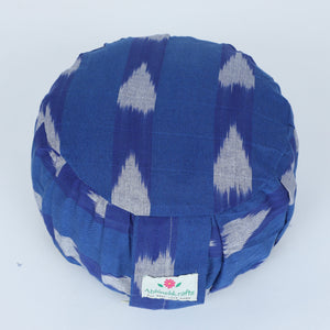 Round Zafu Yoga Cushion |Zipped Cover |Washable| Portable - Ikat (Design: In to the Dawn) - Cotton Prefilled