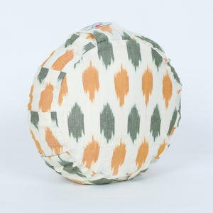 Round Zafu Yoga Cushion |Zipped Cover |Washable| Portable - Ikat (Design: In to the Dawn) - Cotton Prefilled