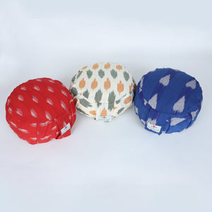 Round Zafu Yoga Cushion |Zipped Cover |Washable| Portable - Ikat (Design: In to the Dawn) - Cotton Prefilled