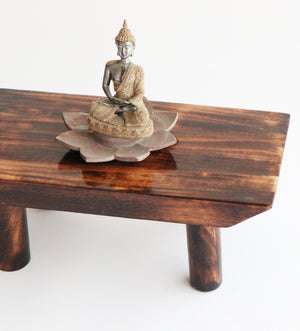 Wooden Prayer/Pooja Table, Altar Table, Meditation & Prayer Shrine, Buddhist Altar, Japanese Table, Zen Altar - Made in India (Layered)