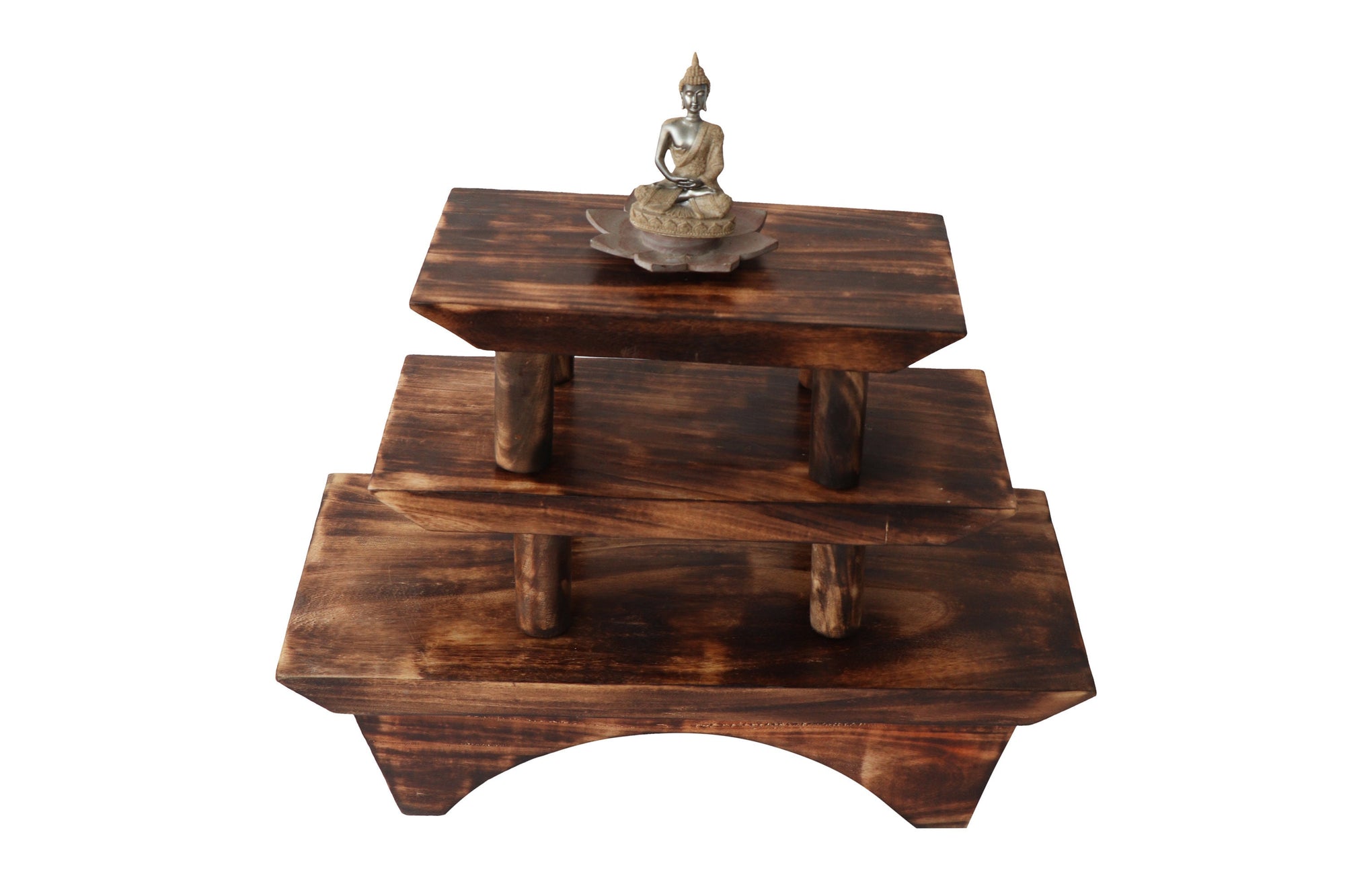 Wooden Prayer/Pooja Table, Altar Table, Meditation & Prayer Shrine, Buddhist Altar, Japanese Table, Zen Altar - Made in India (Layered)