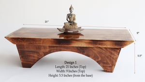 Wooden Prayer/Pooja Table, Altar Table, Meditation & Prayer Shrine, Buddhist Altar, Japanese Table, Zen Altar - Made in India (Layered)