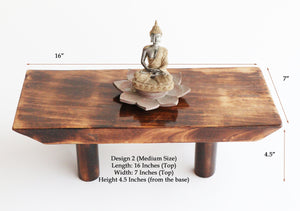 Wooden Prayer/Pooja Table, Altar Table, Meditation & Prayer Shrine, Buddhist Altar, Japanese Table, Zen Altar - Made in India (Layered)