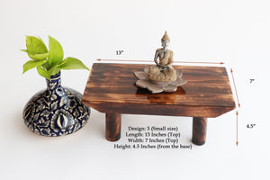 Wooden Prayer/Pooja Table, Altar Table, Meditation & Prayer Shrine, Buddhist Altar, Japanese Table, Zen Altar - Made in India (Layered)