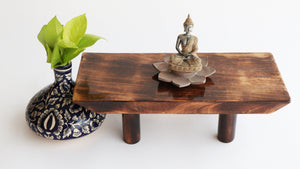 Wooden Prayer/Pooja Table, Altar Table, Meditation & Prayer Shrine, Buddhist Altar, Japanese Table, Zen Altar - Made in India (Layered)