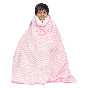 Kids Quilt/Blanket - Organic Cotton - Baby, Infants, Toddlers, Preschoolers, Children - Soft Warm Handmade - Aztec - Pink