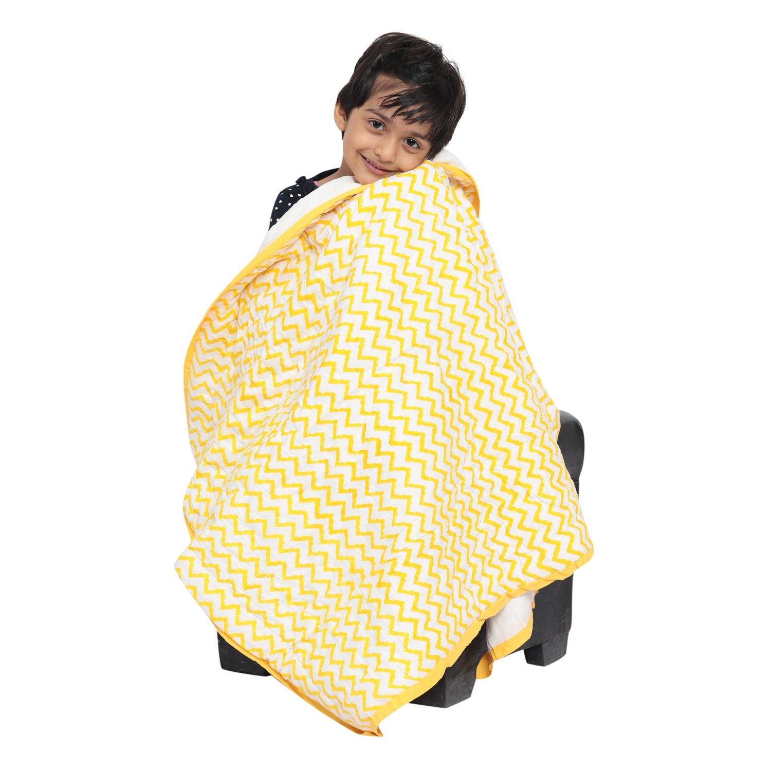 Baby Quilt/Blanket - Organic Cotton - Baby, Infants, Toddlers, Preschoolers, Children - Soft Warm Handmade - Aztec - Yellow