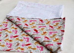 Mulmul/Muslin Cotton Reversible Soft Summer Blanket ('Dohar') for Kids/Toddlers/Children Room & Nursery Decor - Forest