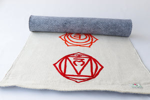 Premium Organic Cotton Seven Chakra Embroidered Mat for Yoga, Pilates, Fitness, and Meditation, Preorder -Abhinehkrafts Exclusive Collection