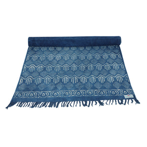 Anti Skid Cotton Indigo Mat for Yoga, Pilates, Fitness, and Meditation - (Handwoven Area Rug, Hand Block-Printed Rug) - Multi Options