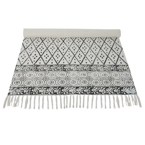 Anti Skid Cotton Handblock Mat for Yoga, Pilates, Fitness, and Meditation - (Handwoven Area Rug, Hand Block-Printed Rug) - Multi Options