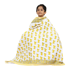 Kids Quilt/Blanket - Organic Cotton - Baby, Infants, Toddlers, Preschoolers, Children - Soft Warm Handmade - Cows - Yellow