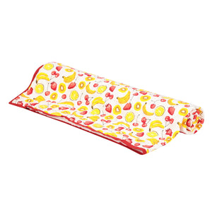 Kids Quilt/Blanket - Organic Cotton - Baby, Infants, Toddlers, Preschoolers, Children - Soft Warm Handmade - Fruits - Yellow