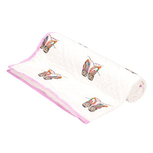 Baby Quilt/Blanket - Organic Cotton - Baby, Infants, Toddlers, Preschoolers, Children - Soft Warm Handmade - Owls - Grey/Purple