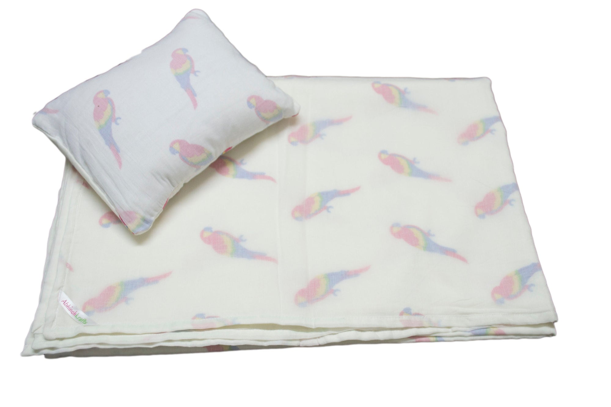 Organic GOTS Certified Mulmul/Muslin cotton reversible summer blanket ('Dohar') for Kids/Toddlers - Yellow Flowers