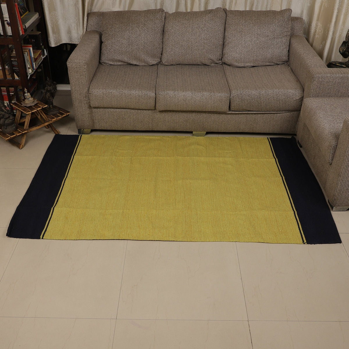 Large Yoga Mat 6x 4 feet  for Yoga, Pilates, Fitness, and Meditation - (Handwoven Area Rug, Mat, Dhurrie, Handspun Cotton Rug)