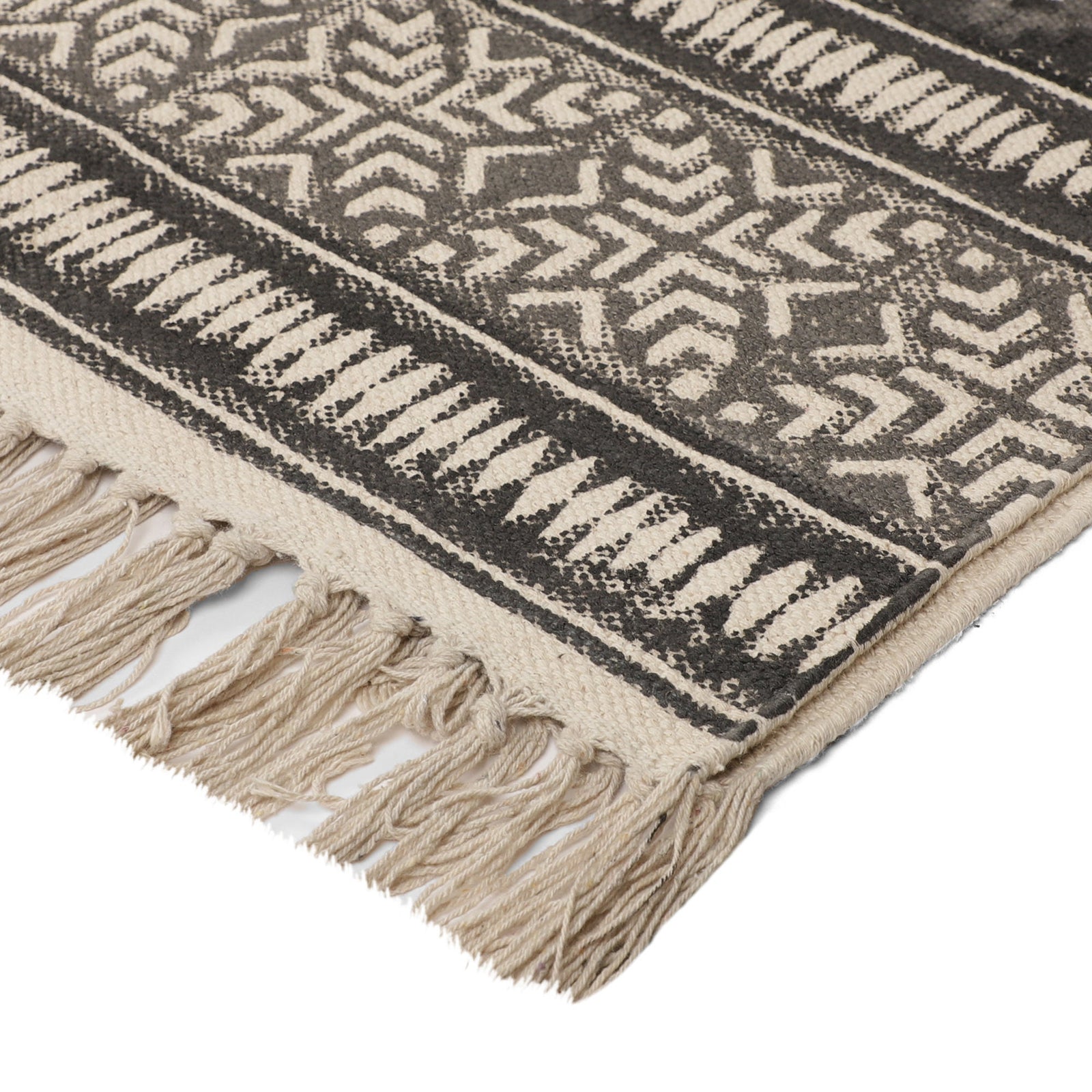 Large Yoga Mat 6x 4 feet  for Yoga, Pilates, Fitness, and Meditation - (Handwoven Area Rug, Mat, Dhurrie, Hand Block-Printed Rug)