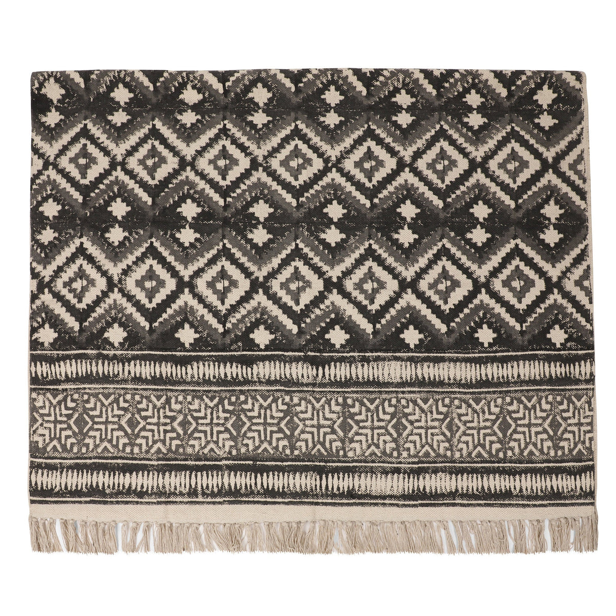 Large Yoga Mat 6x 4 feet  for Yoga, Pilates, Fitness, and Meditation - (Handwoven Area Rug, Mat, Dhurrie, Hand Block-Printed Rug)