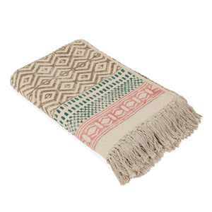 Large Yoga Mat 6x 4 feet  for Yoga, Pilates, Fitness, and Meditation - (Handwoven Area Rug, Mat, Dhurrie, Hand Block-Printed Rug)