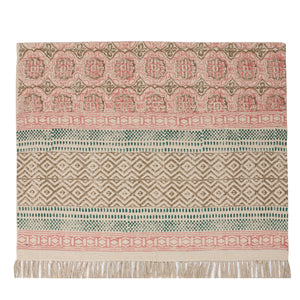 Large Yoga Mat 6x 4 feet  for Yoga, Pilates, Fitness, and Meditation - (Handwoven Area Rug, Mat, Dhurrie, Hand Block-Printed Rug)