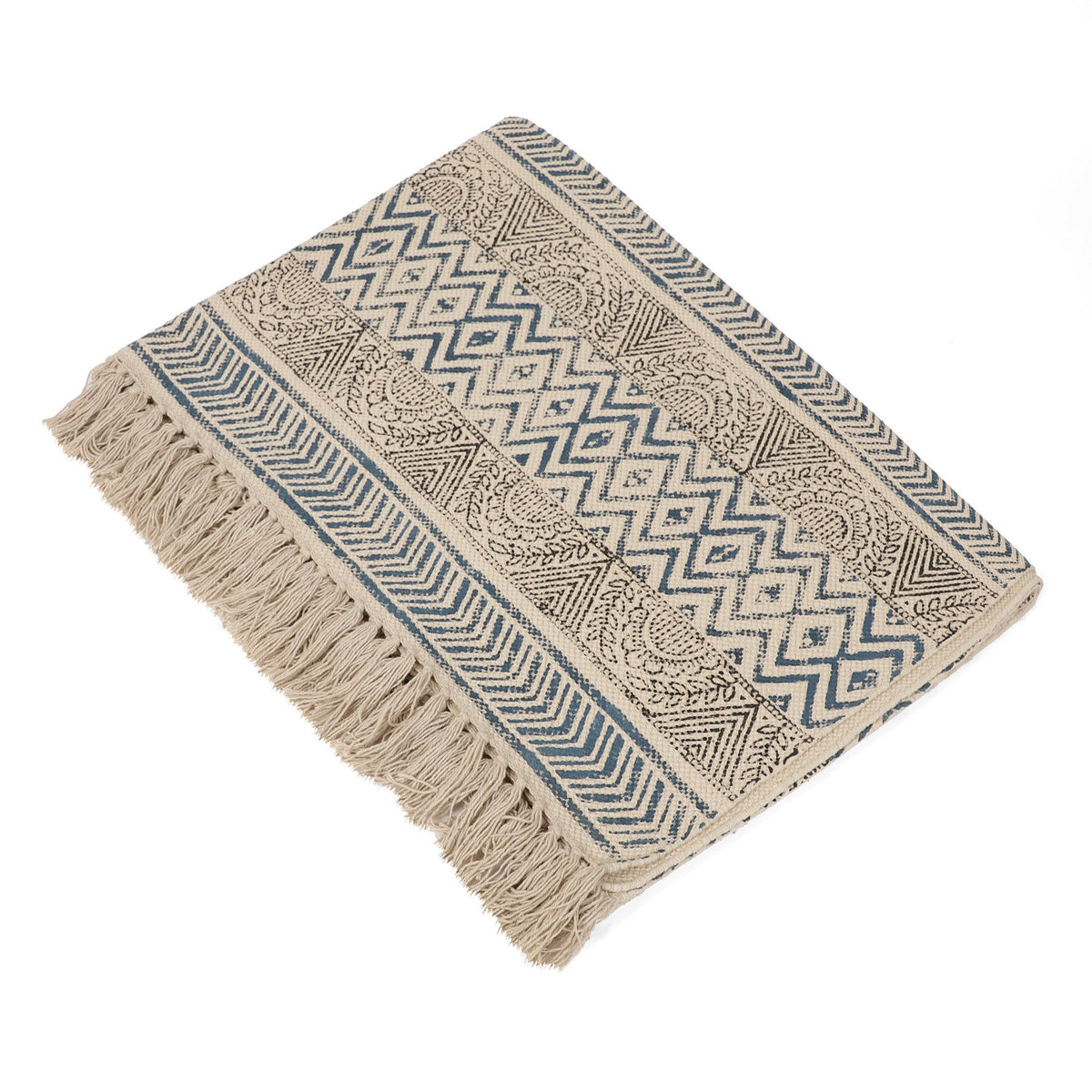 Large Yoga Mat 6x 4 feet  for Yoga, Pilates, Fitness, and Meditation - (Handwoven Area Rug, Mat, Dhurrie, Hand Block-Printed Rug)