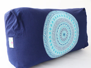 Yoga Bolster Pillow for Meditation and Support - Rectangular Embroidered Yoga Cushion - Machine Washable - Made in India by AbhinehKrafts