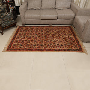 Large Cotton Yoga Mat - 6x4 feet (large) Area Rug - Kalamkari Hand Block Printed - Cotton Area/Yoga Rug - Handwoven Cotton Carpet