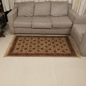 Large Cotton Yoga Mat - 5x3 feet Area Rug - Kalamkari Hand Block Printed - Cotton Area/Yoga Rug - Handwoven Cotton Carpet