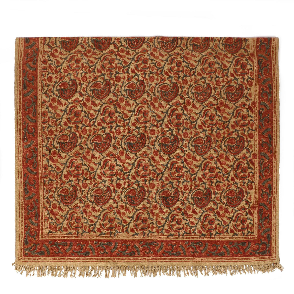 Large Cotton Yoga Mat - 6x4 feet (large) Area Rug - Kalamkari Hand Block Printed - Cotton Area/Yoga Rug - Handwoven Cotton Carpet