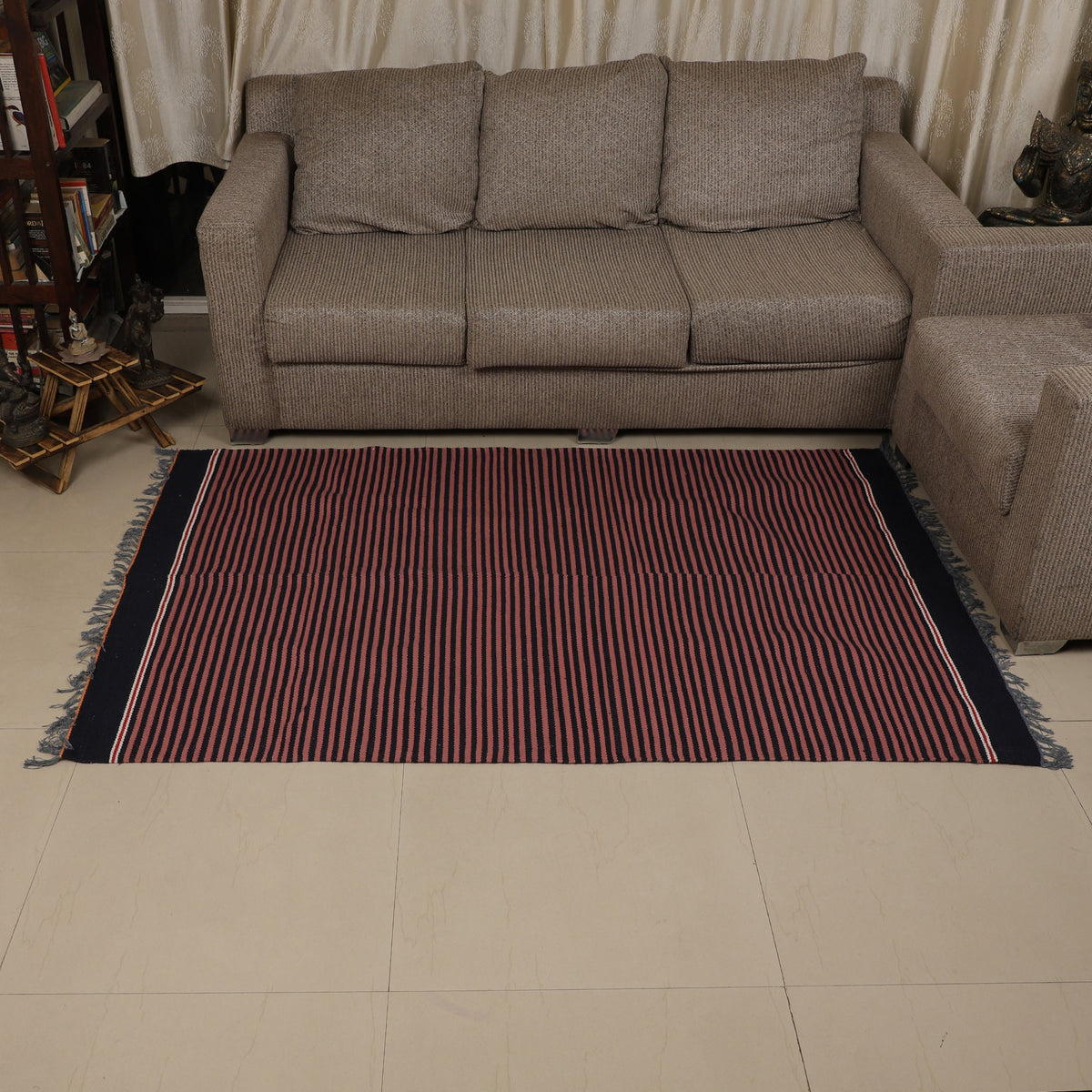 6x 4 feet Area Rug - Handwoven Mat for Yoga, Pilates, Fitness, and Meditation - (Handwoven Area Rug, Mat, Dhurrie, Handspun Cotton Rug)