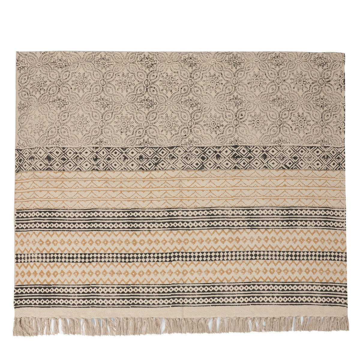 6x 4 feet Area Rug - Hand Block Mat for Yoga, Pilates, Fitness, and Meditation - (Handwoven Area Rug, Mat, Dhurrie, Hand Block-Printed Rug)