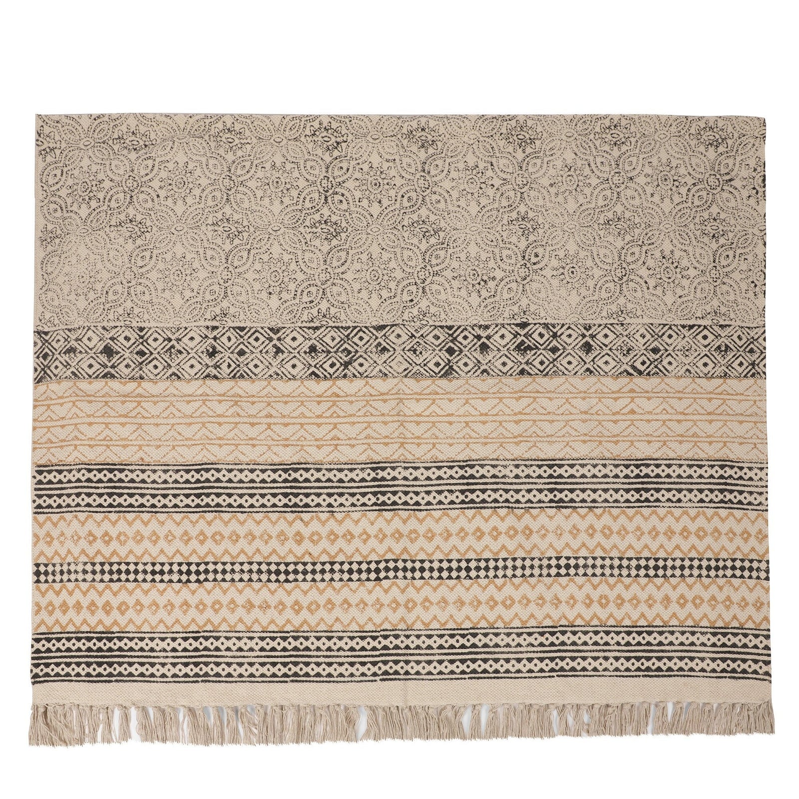 6x 4 feet Area Rug - Hand Block Mat for Yoga, Pilates, Fitness, and Meditation - (Handwoven Area Rug, Mat, Dhurrie, Hand Block-Printed Rug)