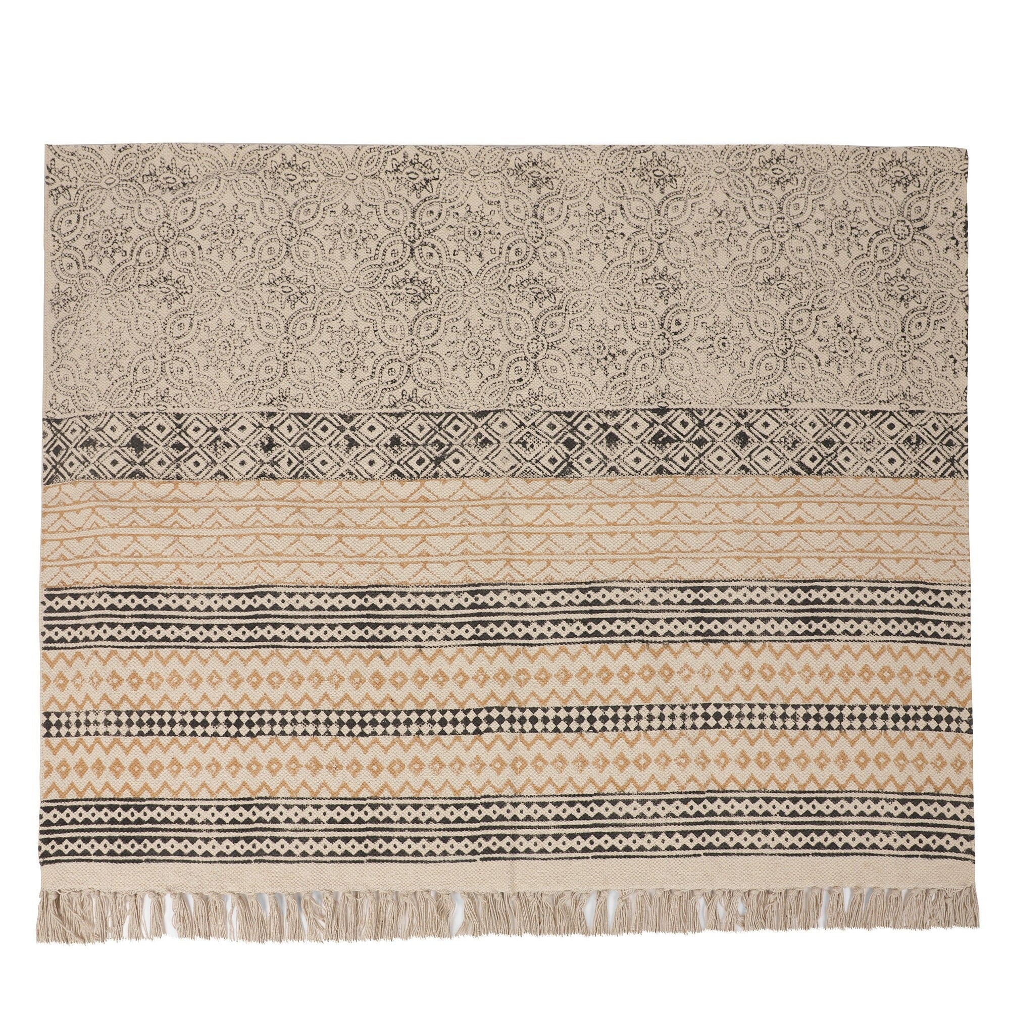 6x 4 feet Area Rug - Hand Block Mat for Yoga, Pilates, Fitness, and Meditation - (Handwoven Area Rug, Mat, Dhurrie, Hand Block-Printed Rug)