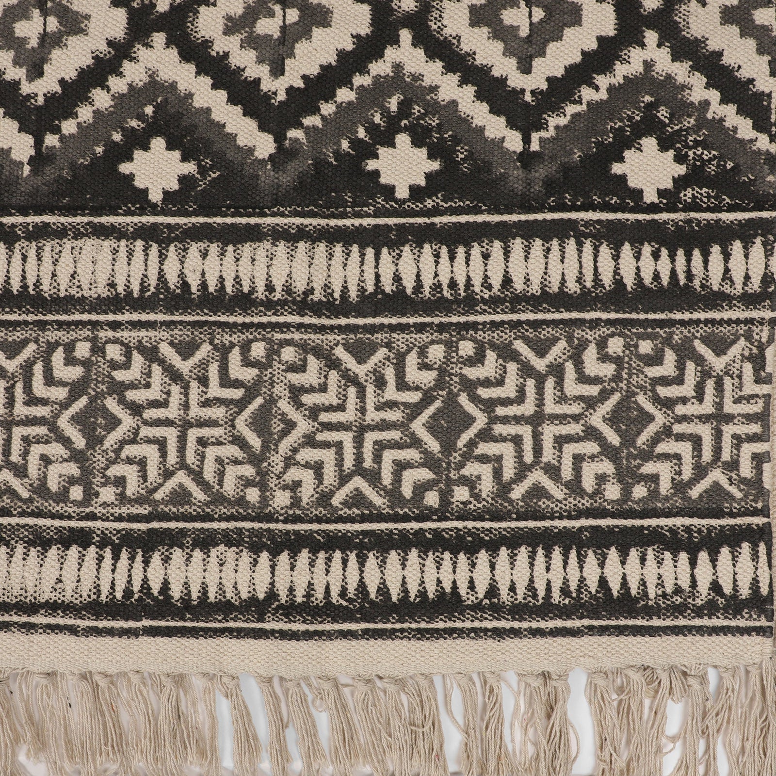 Large Yoga Mat 6x 4 feet  for Yoga, Pilates, Fitness, and Meditation - (Handwoven Area Rug, Mat, Dhurrie, Hand Block-Printed Rug)