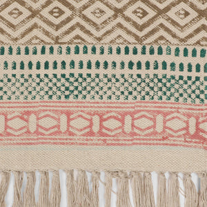Large Yoga Mat 6x 4 feet  for Yoga, Pilates, Fitness, and Meditation - (Handwoven Area Rug, Mat, Dhurrie, Hand Block-Printed Rug)
