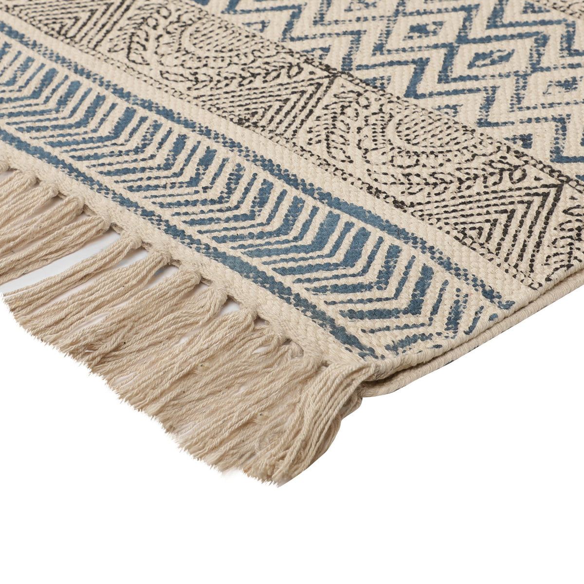 Large Yoga Mat 6x 4 feet  for Yoga, Pilates, Fitness, and Meditation - (Handwoven Area Rug, Mat, Dhurrie, Hand Block-Printed Rug)