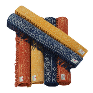 Anti Skid Cotton Mats for Yoga, Pilates, Fitness, and Meditation - (Handwoven Area Rug, Hand Block-Printed Rug) - Multi Options
