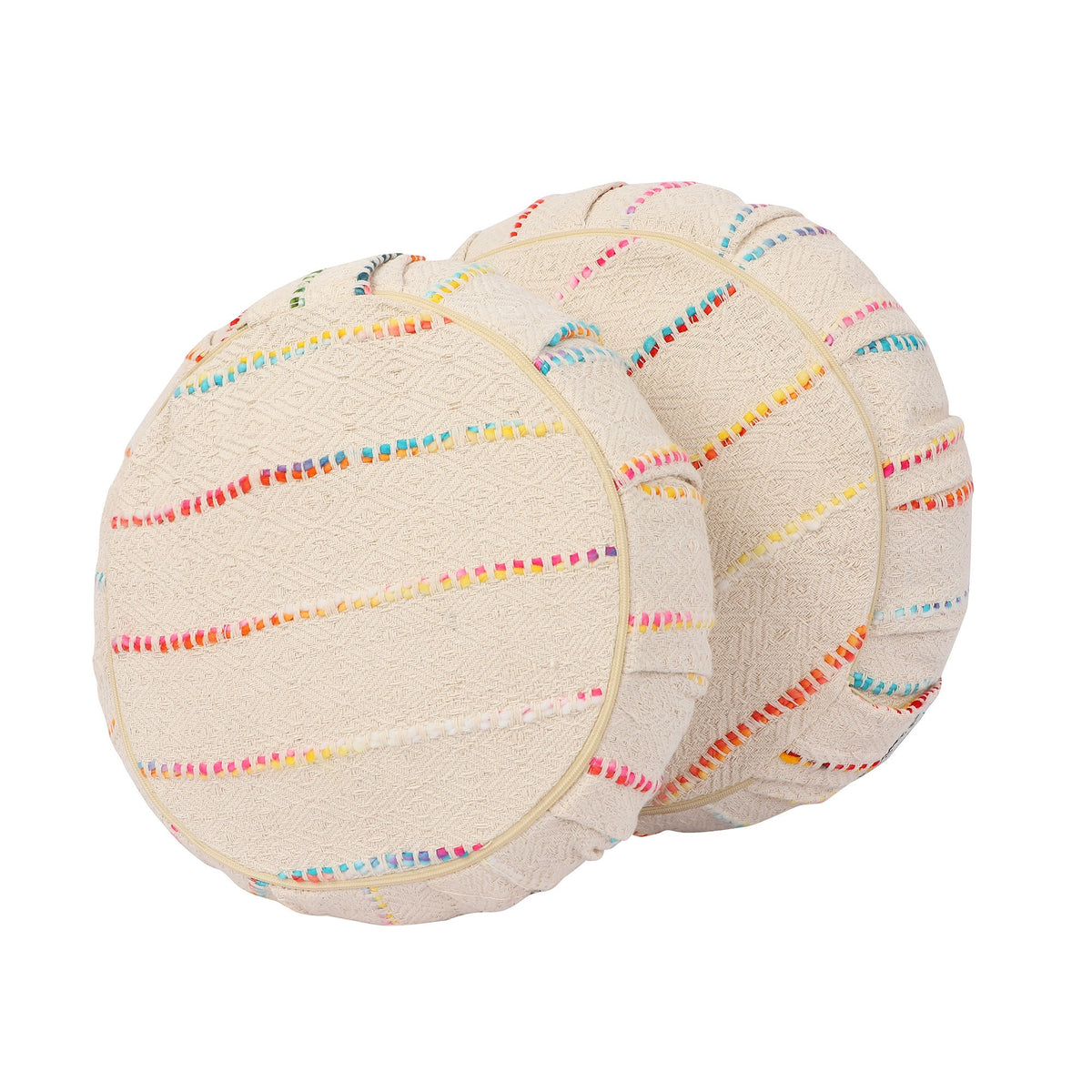 Yoga Meditation Cushion | Handwoven Handmade Round Zafu Pillow  |Zipped Cover |Washable| Portable - Marrakesh - Filling Options