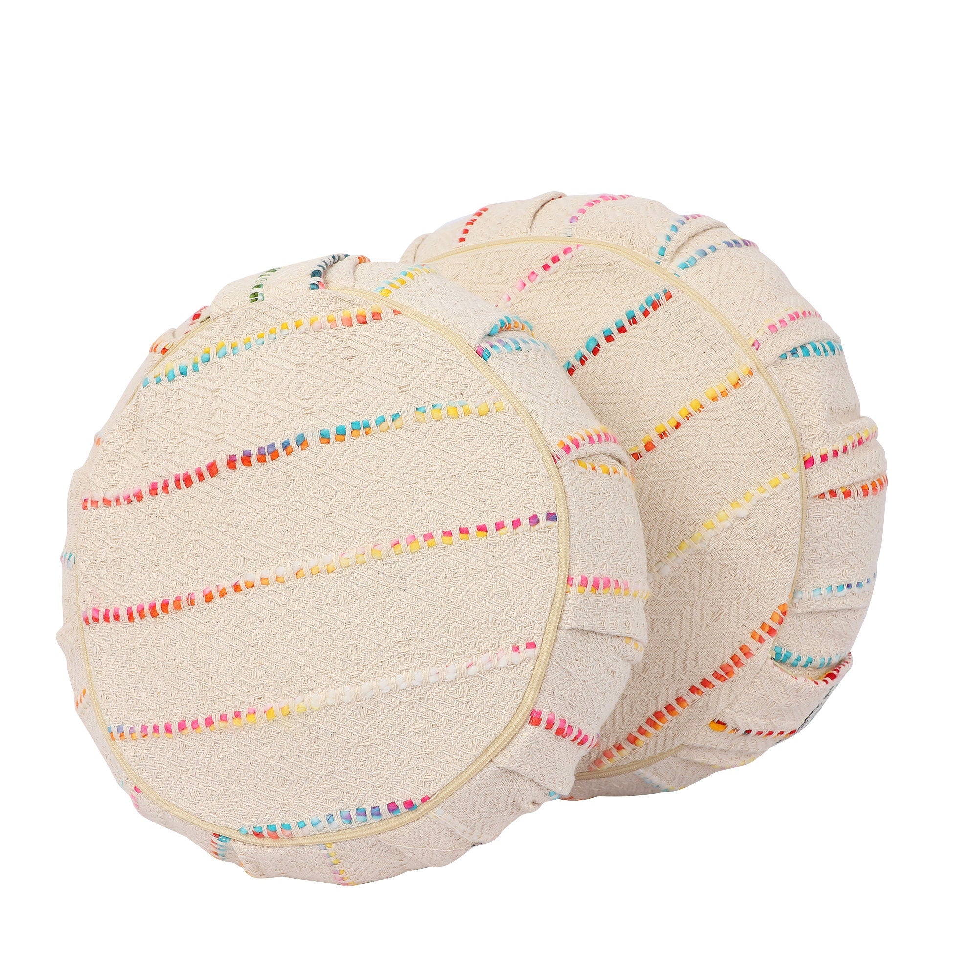 Yoga Meditation Cushion | Handwoven Handmade Round Zafu Pillow  |Zipped Cover |Washable| Portable - Marrakesh - Filling Options