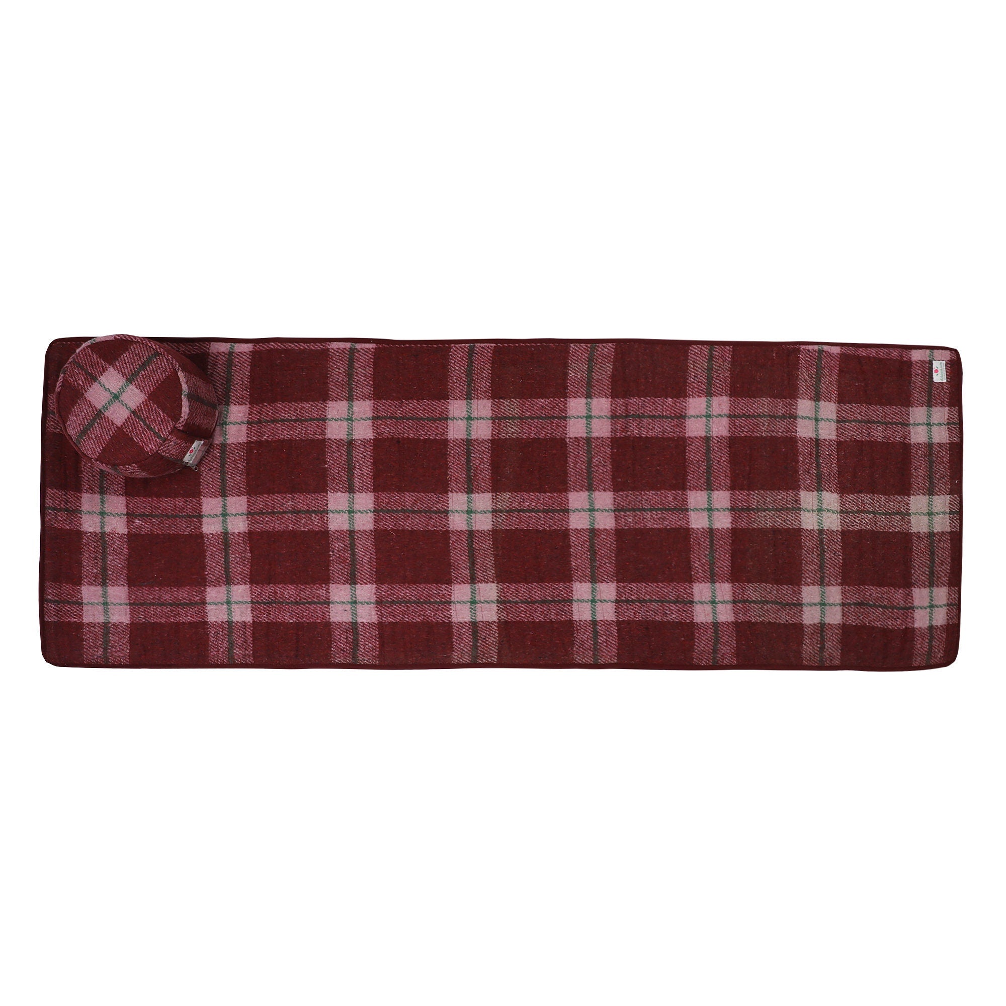 Wool & Cotton Premium Yoga Mat and Zafu Yoga Meditation Cushion Set - Maroon