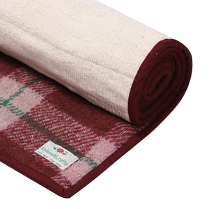 Wool & Cotton Premium Yoga Mat and Zafu Yoga Meditation Cushion Set - Maroon