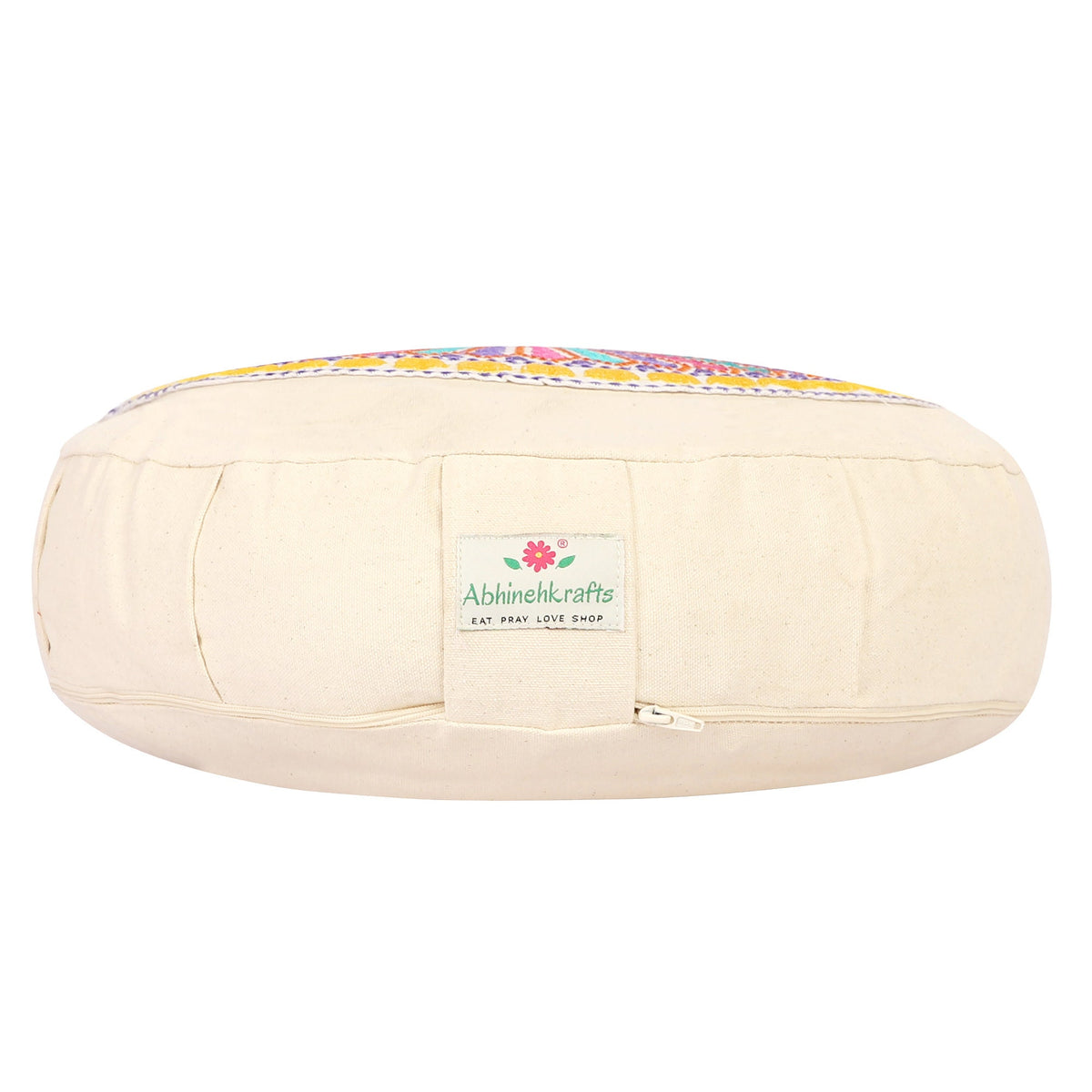 Yoga Meditation Cushion  - 16 Inch Extra Large - Copenhagen | Handmade Round Zafu Pillow  |Zipped Cover |Washable| Portable- Filling Options