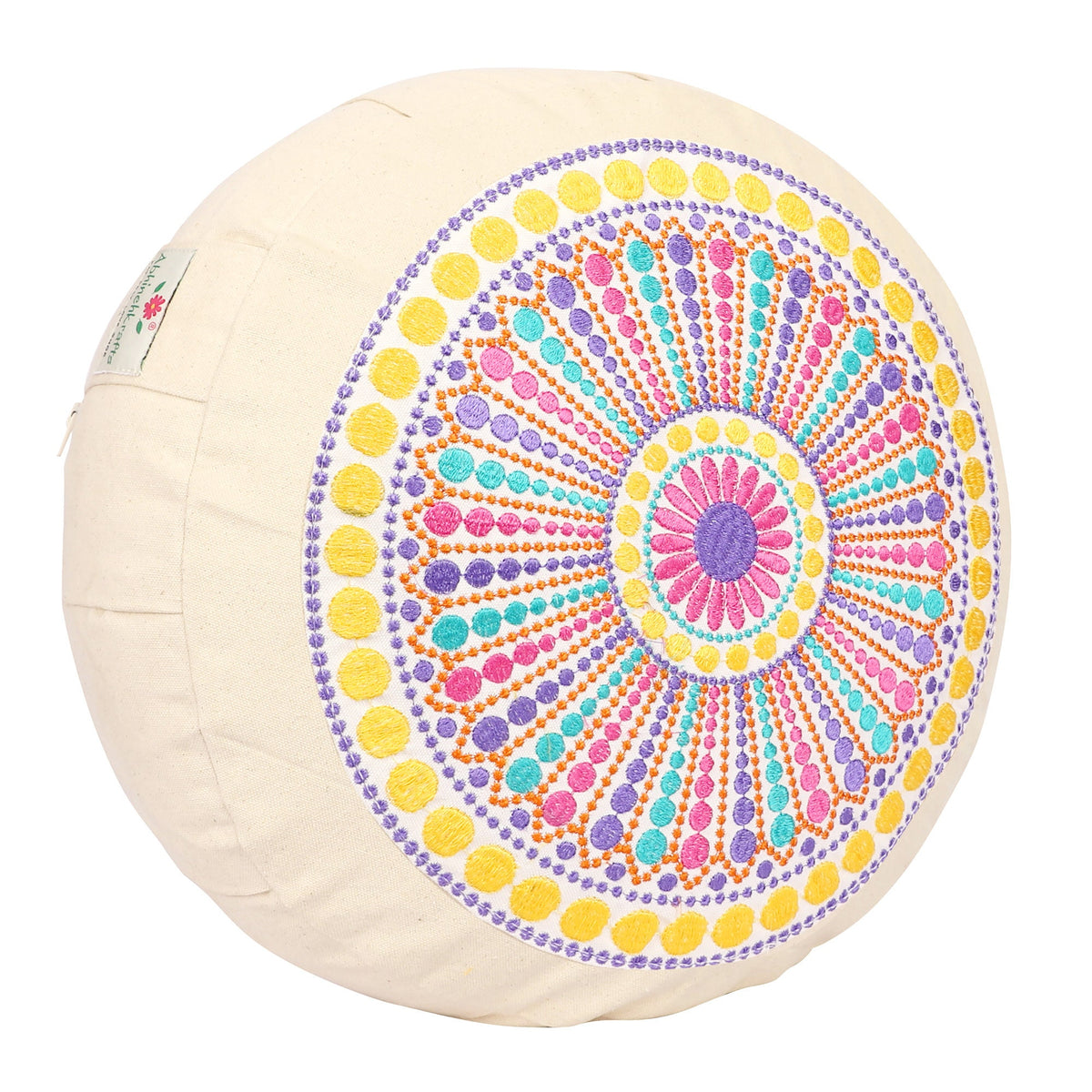 Yoga Meditation Cushion  - 16 Inch Extra Large - Copenhagen | Handmade Round Zafu Pillow  |Zipped Cover |Washable| Portable- Filling Options