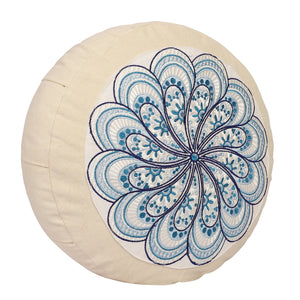 Yoga Meditation Cushion - 16 Inch Extra Large - Istanbul | Handmade Round Zafu Pillow  |Zipped Cover |Washable| Portable - Filling Options